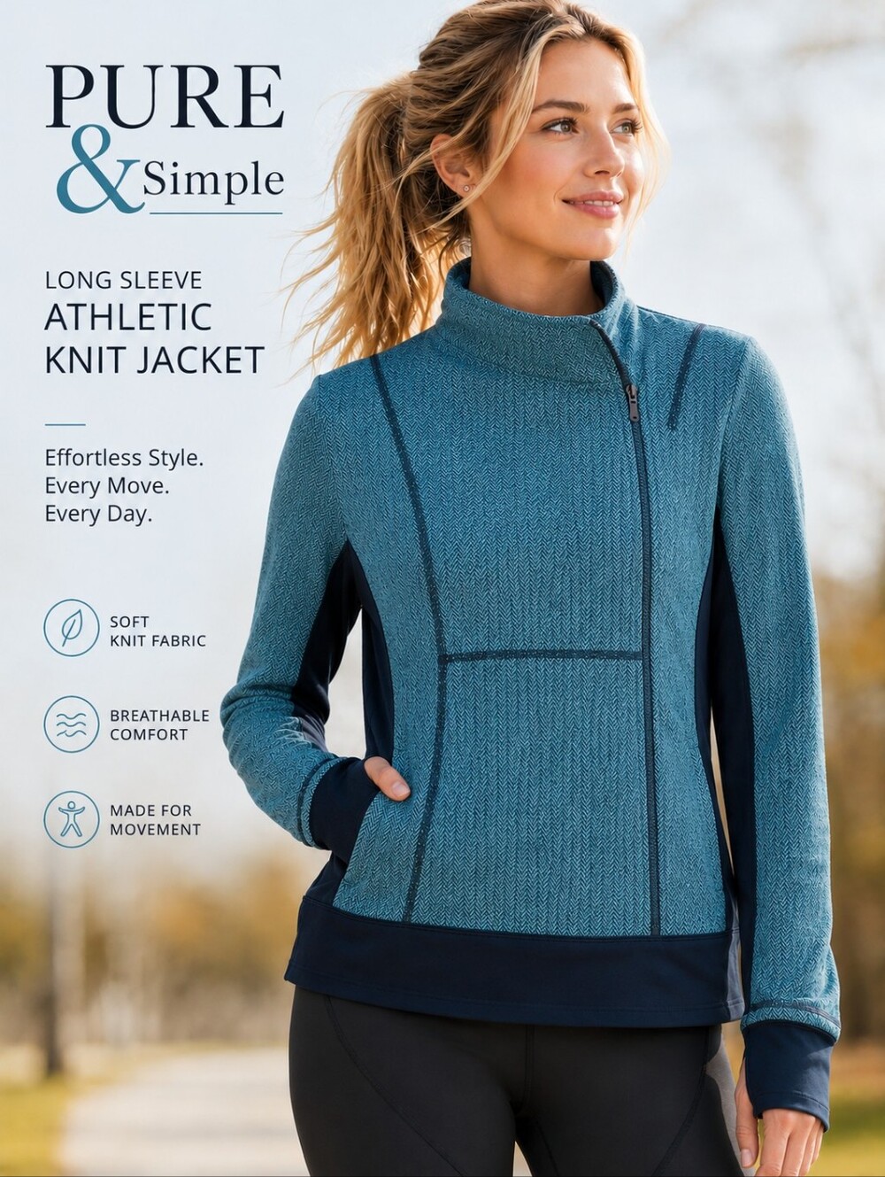 PURE & Simple Petite Long Sleeve Athletic Jacket Petite S Like New